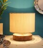Classic Wooden Night Lamp with Cotton Shade (Natural & off-white)