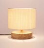 Classic Wooden Night Lamp with Cotton Shade (Natural & off-white)