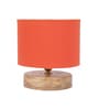 Classic Wooden Night Lamp with Cotton Shade (Natural & Orange)