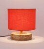 Classic Wooden Night Lamp with Cotton Shade (Natural & Orange)