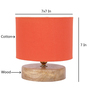 Classic Wooden Night Lamp with Cotton Shade (Natural & Orange)