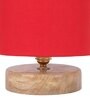 Classic Wooden Night Lamp with Cotton Shade (Natural & Red)