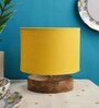 Classic Wooden Night Lamp with Cotton Shade (Natural & Yellow)