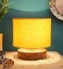 Classic Wooden Night Lamp with Cotton Shade (Natural & Yellow)