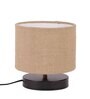 Classic Wooden Night Lamp with Jute Shade (Black & Beige)