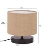 Classic Wooden Night Lamp with Jute Shade (Black & Beige)