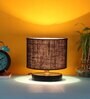 Classic Wooden Night Lamp with Jute Shade (Black & Black)