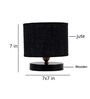 Classic Wooden Night Lamp with Jute Shade (Black & Black)