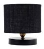Classic Wooden Night Lamp with Jute Shade (Black & Black)