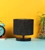 Classic Wooden Night Lamp with Jute Shade (Black & Black)