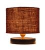 Classic Wooden Night Lamp with Jute Shade (Black & Brown)
