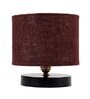 Classic Wooden Night Lamp with Jute Shade (Black & Brown)