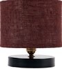 Classic Wooden Night Lamp with Jute Shade (Black & Brown)
