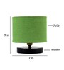 Classic Wooden Night Lamp with Jute Shade (Black & Green)