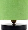 Classic Wooden Night Lamp with Jute Shade (Black & Green)