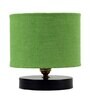 Classic Wooden Night Lamp with Jute Shade (Black & Green)