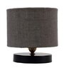 Classic Wooden Night Lamp with Jute Shade (Black & Grey)