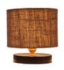 Classic Wooden Night Lamp with Jute Shade (Black & Grey)