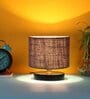 Classic Wooden Night Lamp with Jute Shade (Black & Grey)