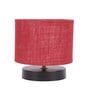 Classic Wooden Night Lamp with Jute Shade (Black & Maroon)