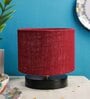 Classic Wooden Night Lamp with Jute Shade (Black & Maroon)