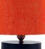 Classic Wooden Night Lamp with Jute Shade (Black & Orange)