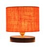Classic Wooden Night Lamp with Jute Shade (Black & Orange)