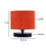Classic Wooden Night Lamp with Jute Shade (Black & Orange)