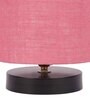 Classic Wooden Night Lamp with Jute Shade (Black & Pink)
