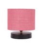 Classic Wooden Night Lamp with Jute Shade (Black & Pink)