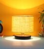 Classic Wooden Night Lamp with Jute Shade (Black & Yellow)