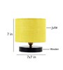 Classic Wooden Night Lamp with Jute Shade (Black & Yellow)