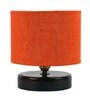 Classic Wooden Night Lamp with Jute Shade (Brown & Orange)