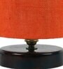 Classic Wooden Night Lamp with Jute Shade (Brown & Orange)