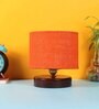 Classic Wooden Night Lamp with Jute Shade (Brown & Orange)