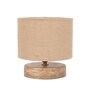 Classic Wooden Night Lamp with Jute Shade (Natural & Beige)