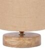 Classic Wooden Night Lamp with Jute Shade (Natural & Beige)