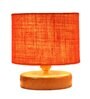 Classic Wooden Night Lamp with Jute Shade (Natural & Orange)