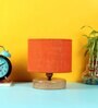 Classic Wooden Night Lamp with Jute Shade (Natural & Orange)