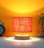 Classic Wooden Night Lamp with Jute Shade (Natural & Orange)