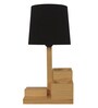Classic Wooden Shelf Table Lamp with Jute Shade & Brown Base