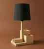 Classic Wooden Shelf Table Lamp with Jute Shade & Brown Base
