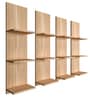 Classic Wooden Vertical Wall Shelf with Light Oak Finish Set of 4