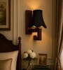 Classic Wooden Wall Lamp with Black Cotton Shade