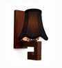 Classic Wooden Wall Lamp with Black Cotton Shade