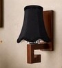 Classic Wooden Wall Lamp with Black Cotton Shade