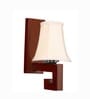 Classic Wooden Wall Lamp with Off-White Cotton Shade