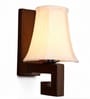 Classic Wooden Wall Lamp with Off-White Cotton Shade