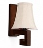 Classic Wooden Wall Lamp with Off-White Cotton Shade