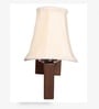 Classic Wooden Wall Lamp with Off-White Cotton Shade